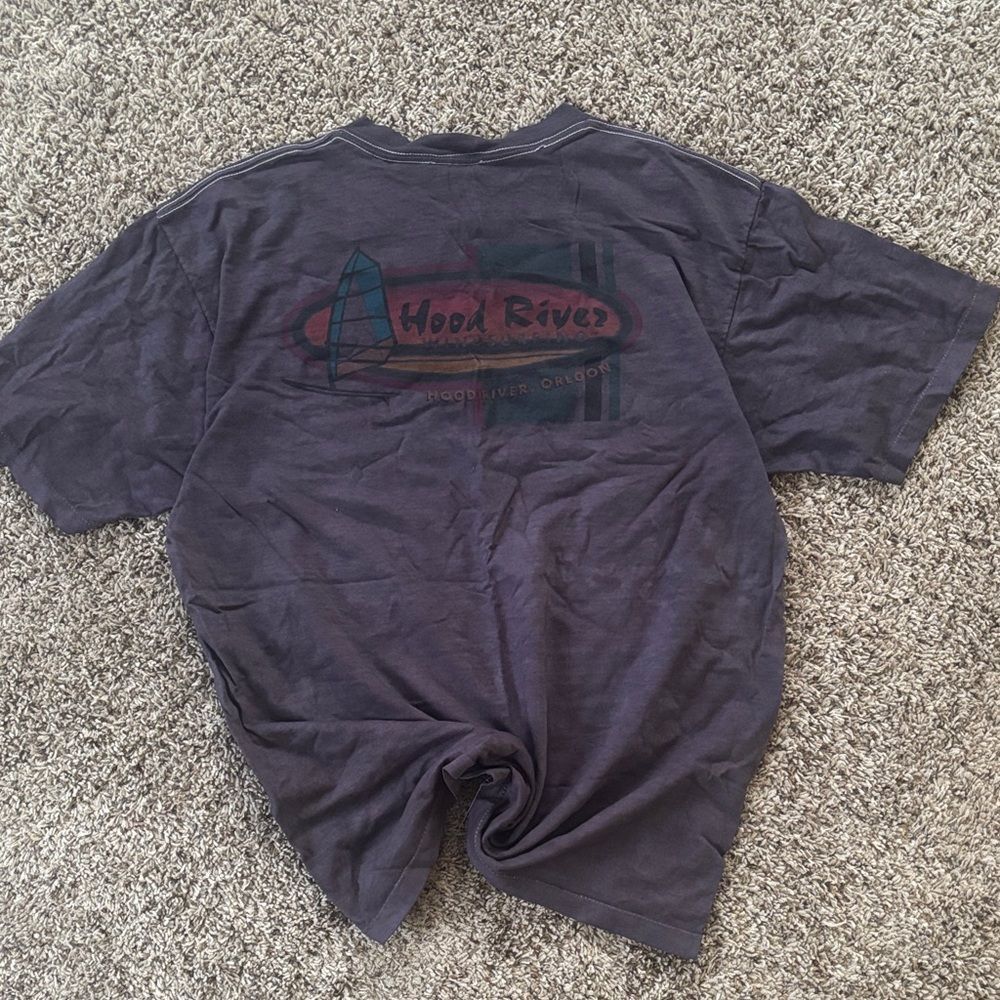 Vintage Single stich Oneita Heavyweight Cotton Mens Large Purple Graphic T Shirt